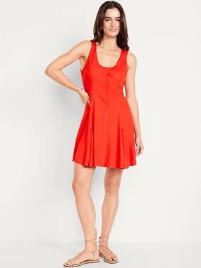 Old Navy Red Button-Front Sleeveless Dress